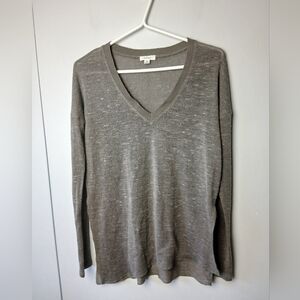 WILFRED ARITZIA See-through Women Long Sleeve Shirt V-Neck Brown XXS